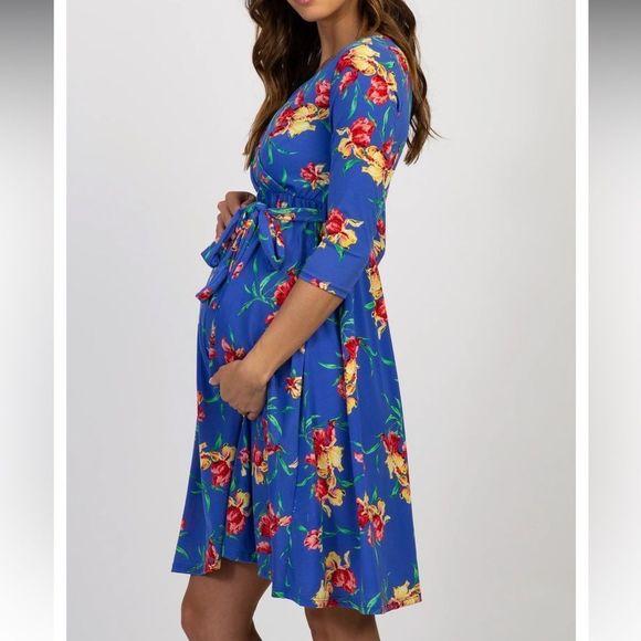 Pinkblush Dresses & Skirts - Pinkblush Floral Midi Dress - Blue and Red